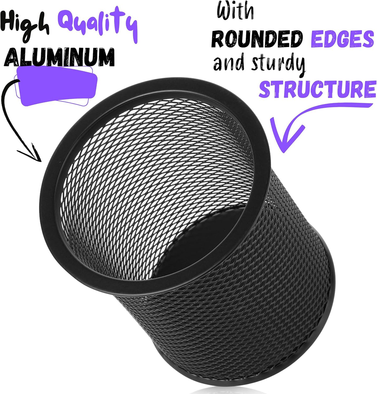 3pcs Metal Mesh Pencil Cup Holder, Black Organizer for Desk, Pen Cups