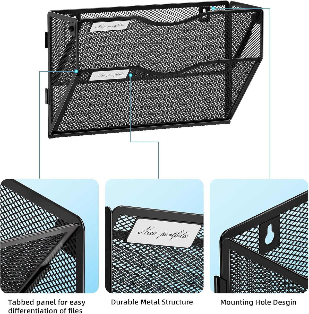 Wall File Holder 2-Tier Hanging Wall File Organizer