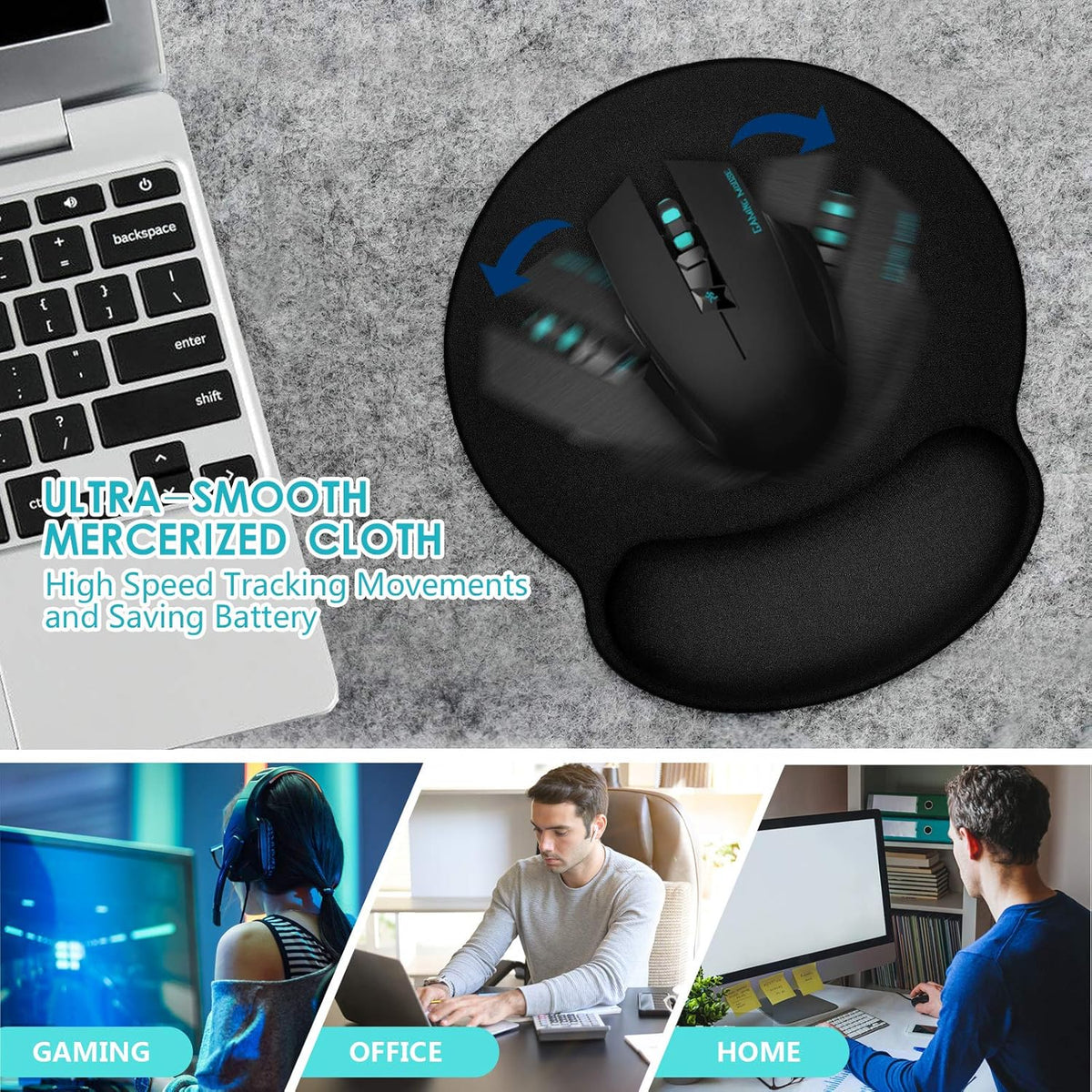 Ergonomic Mouse Pad with Wrist Rest Support, 3 Pack