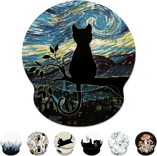 Ergonomic Mouse Pad with Wrist Support, Black, Rubber