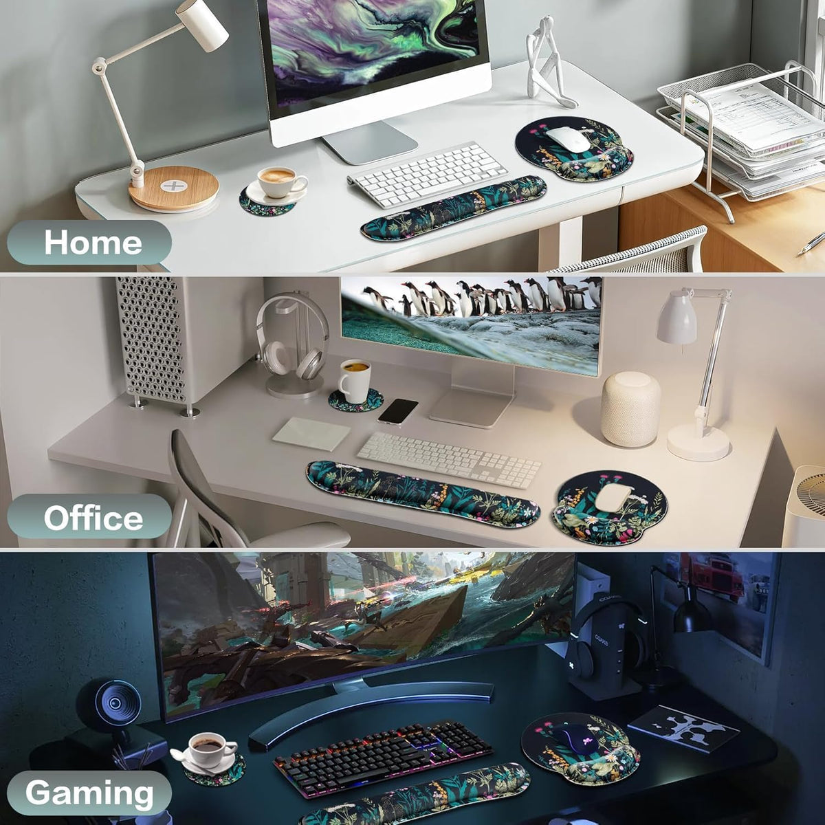 Mouse Pad with Wrist Rest Set