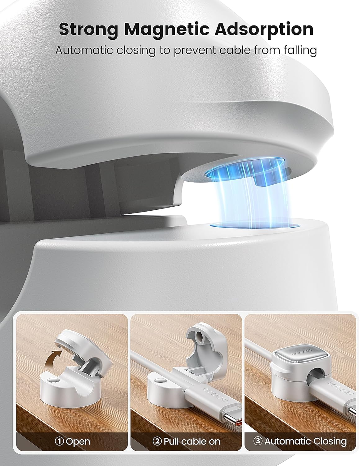 Magnetic Cable Clips, 6 Pack