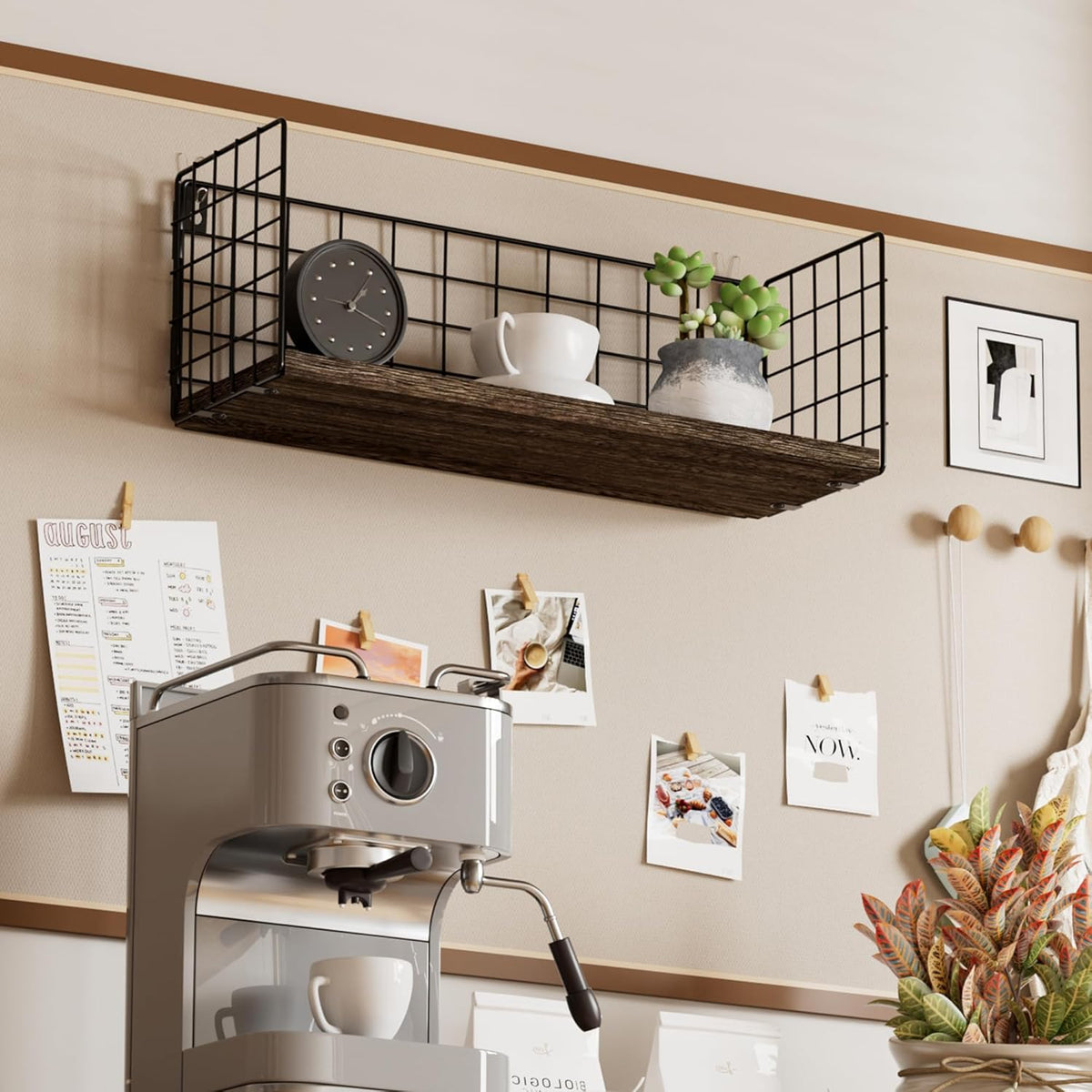 Floating Cubicle Shelf with Hooks