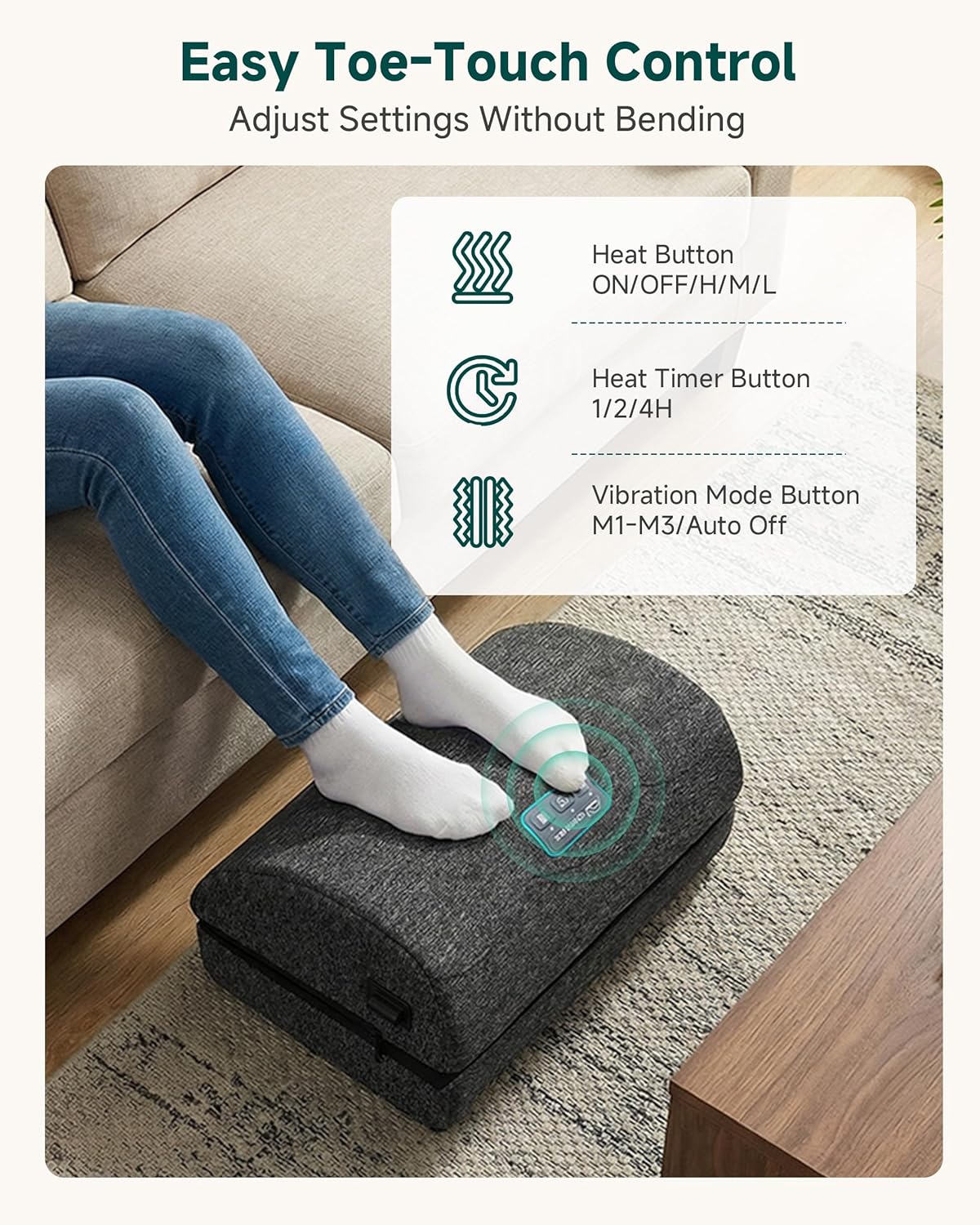 Footrest Massager with Adjustable Vibrating Heat