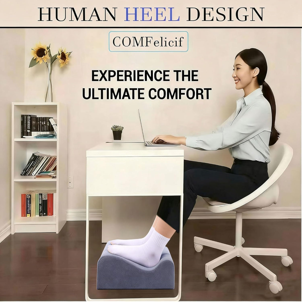 Foot Rest for Under Desk at Work,At Work Soft Ergonomic Footrest,Support Foot Pillow,Heel Chair,Leg Elevation Pillow,(Blue)