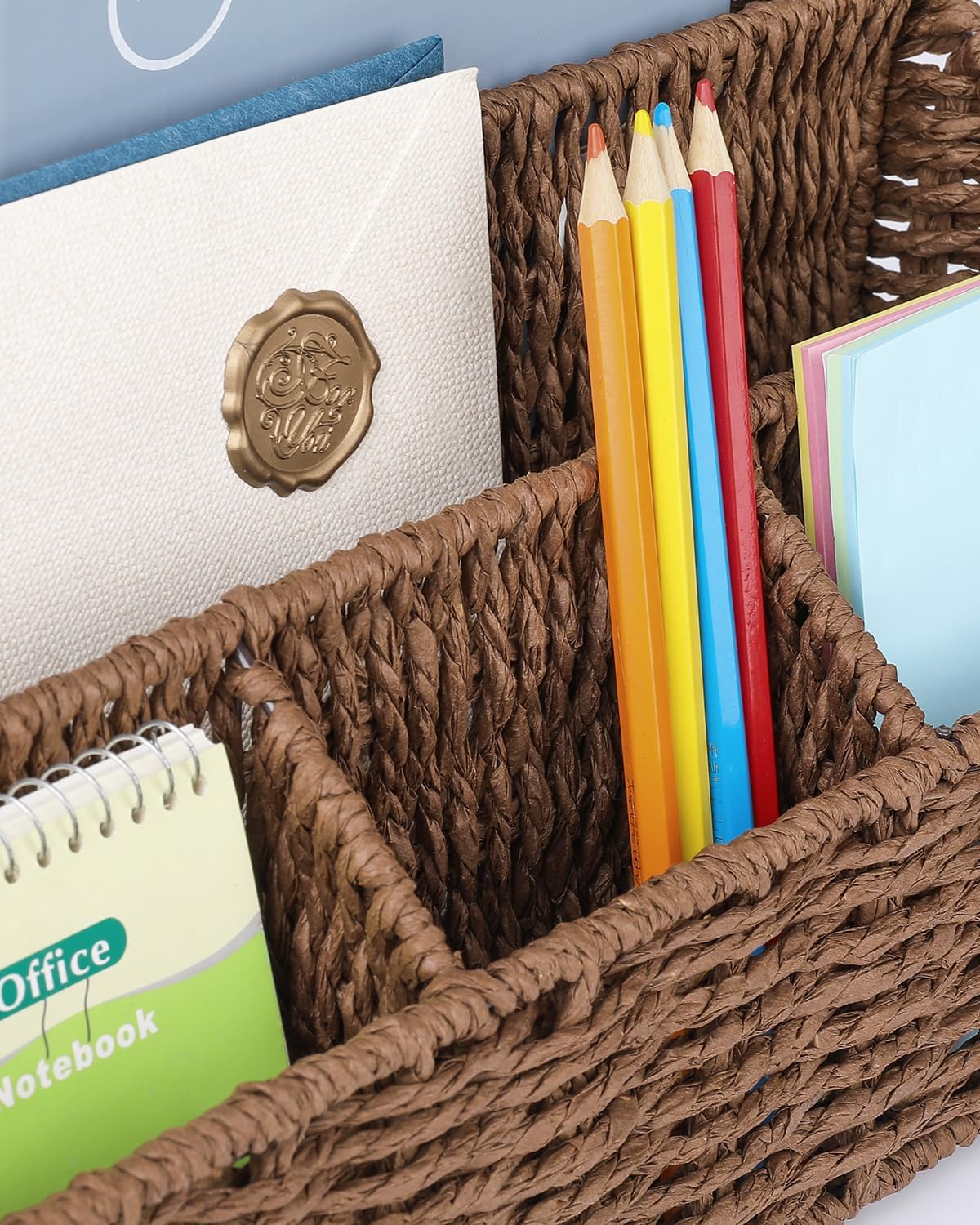 Rattan Desk Organizer, Tabletop Mail Holder