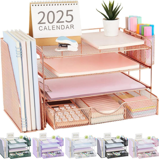Desk Organizers and Accessories with File Holder, 4-Tier