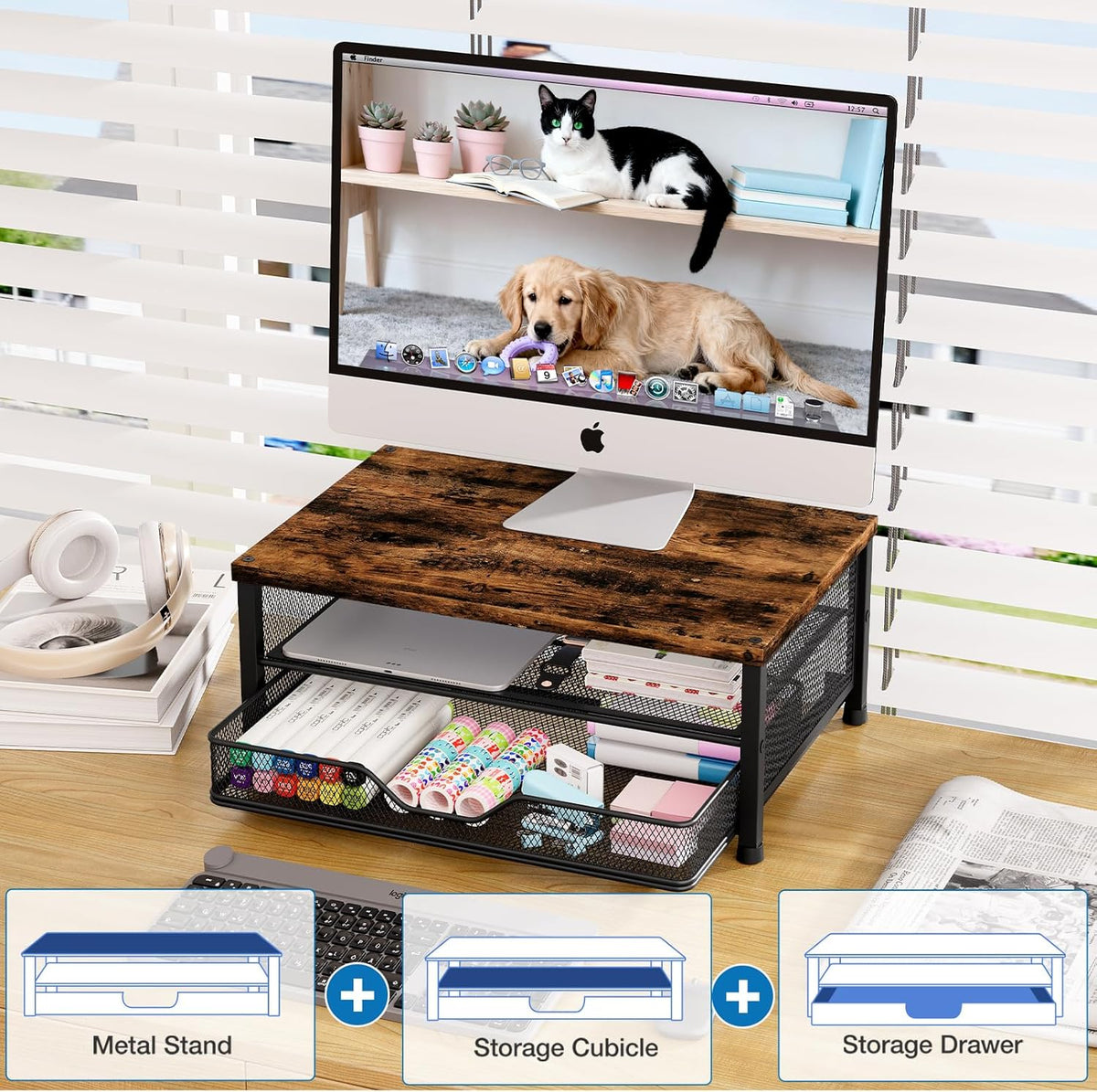 Computer Monitor Stand Riser, Brown