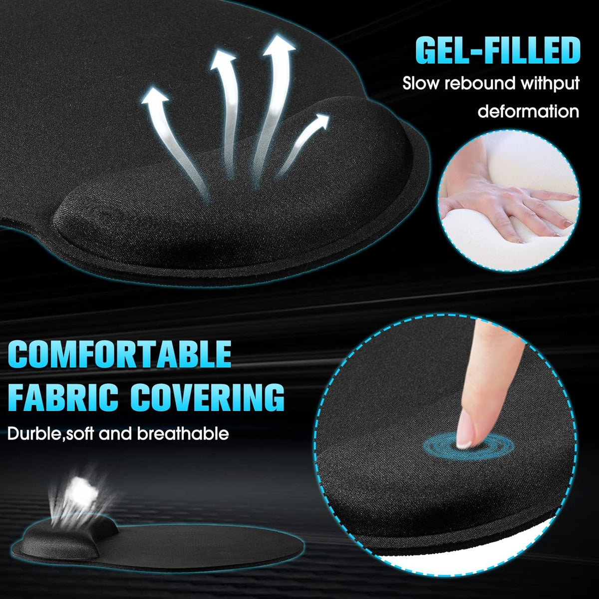 Ergonomic Mouse Pad with Wrist Rest Support Gel Memory Foam