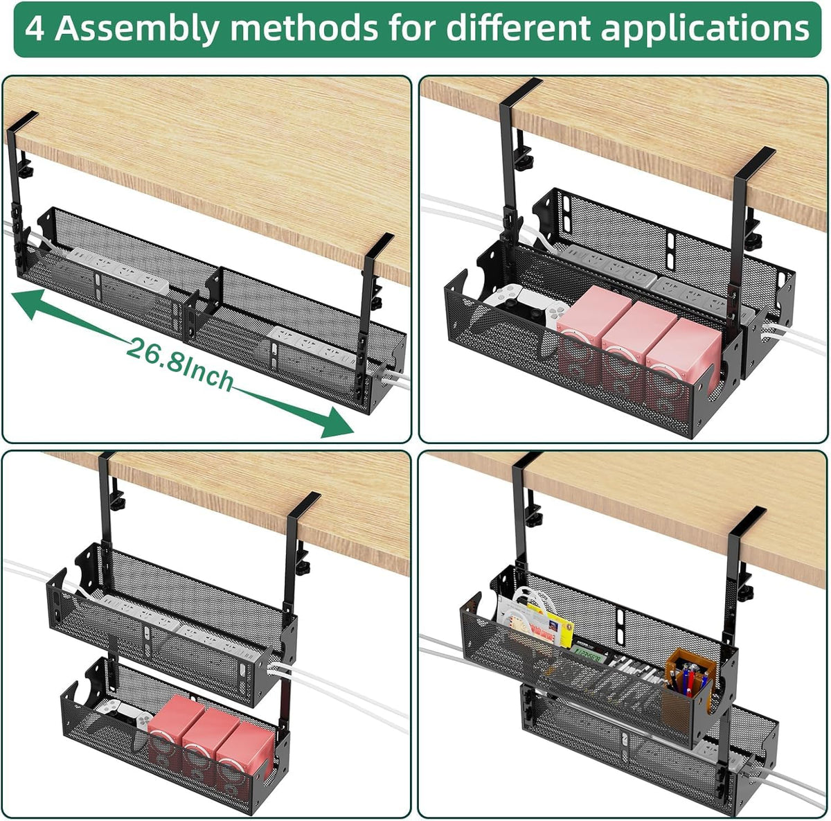 Multi-Model Under Desk Cable Management Metal Under Desk Wire