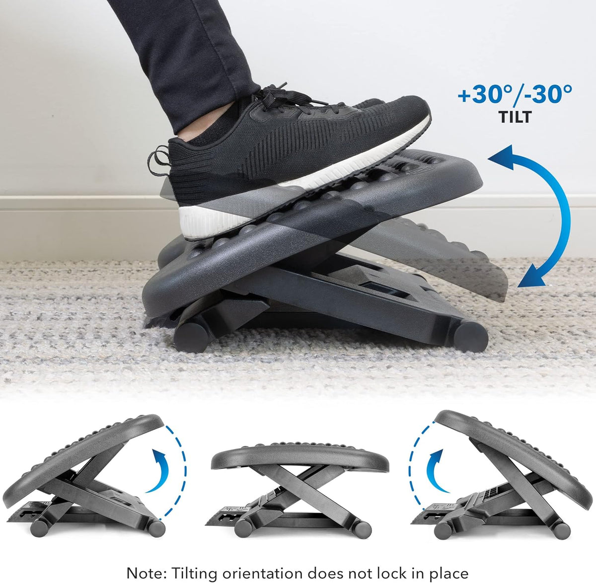 Ergonomic Under Desk Footrest with Massage Rollers