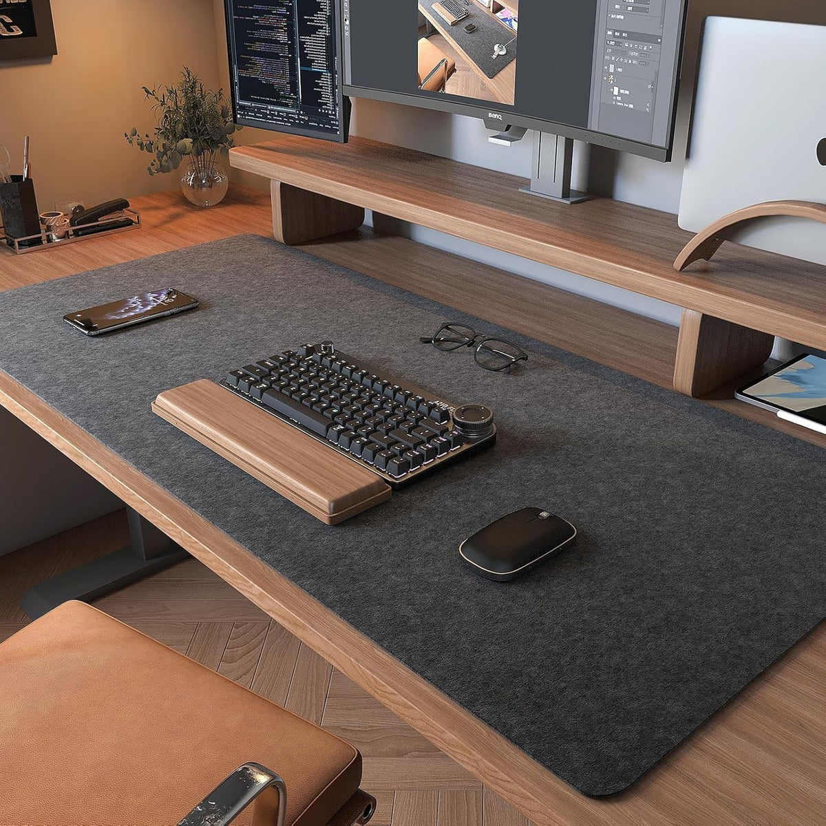 Large Felt Desk Mat, 40''x16'' Full Keyboard and Mouse Pad
