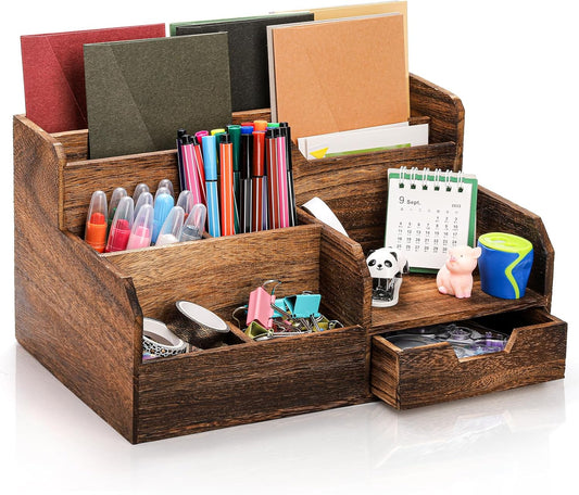 Brown Wooden Mail Organizer