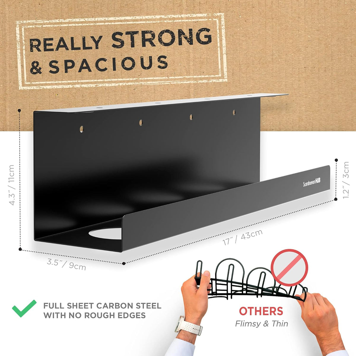 Under Desk Cable Management Tray, Black