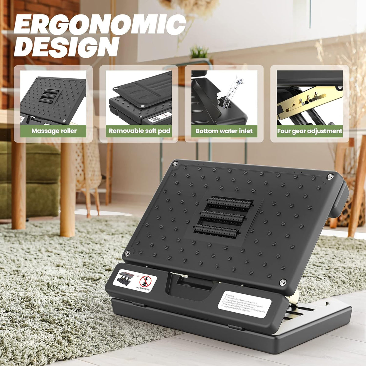 Foot Rest for Under Desk at Work,Height Adjustable footrest,with Massage Roller and Soft Pad,Foldable,Ergonomic,for Car,Office,Computer,Gaming,Adjustable Metal Frame,All-Season Use(Grey)