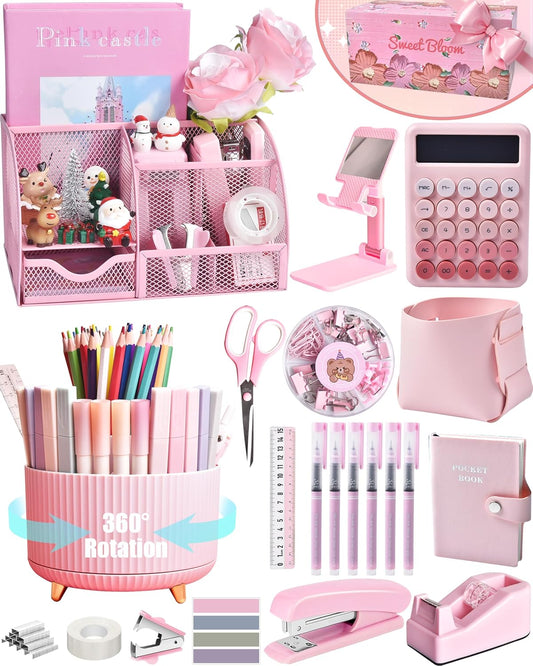 Pink Desk Organizers and Accessories With Mesh Desk Organizer
