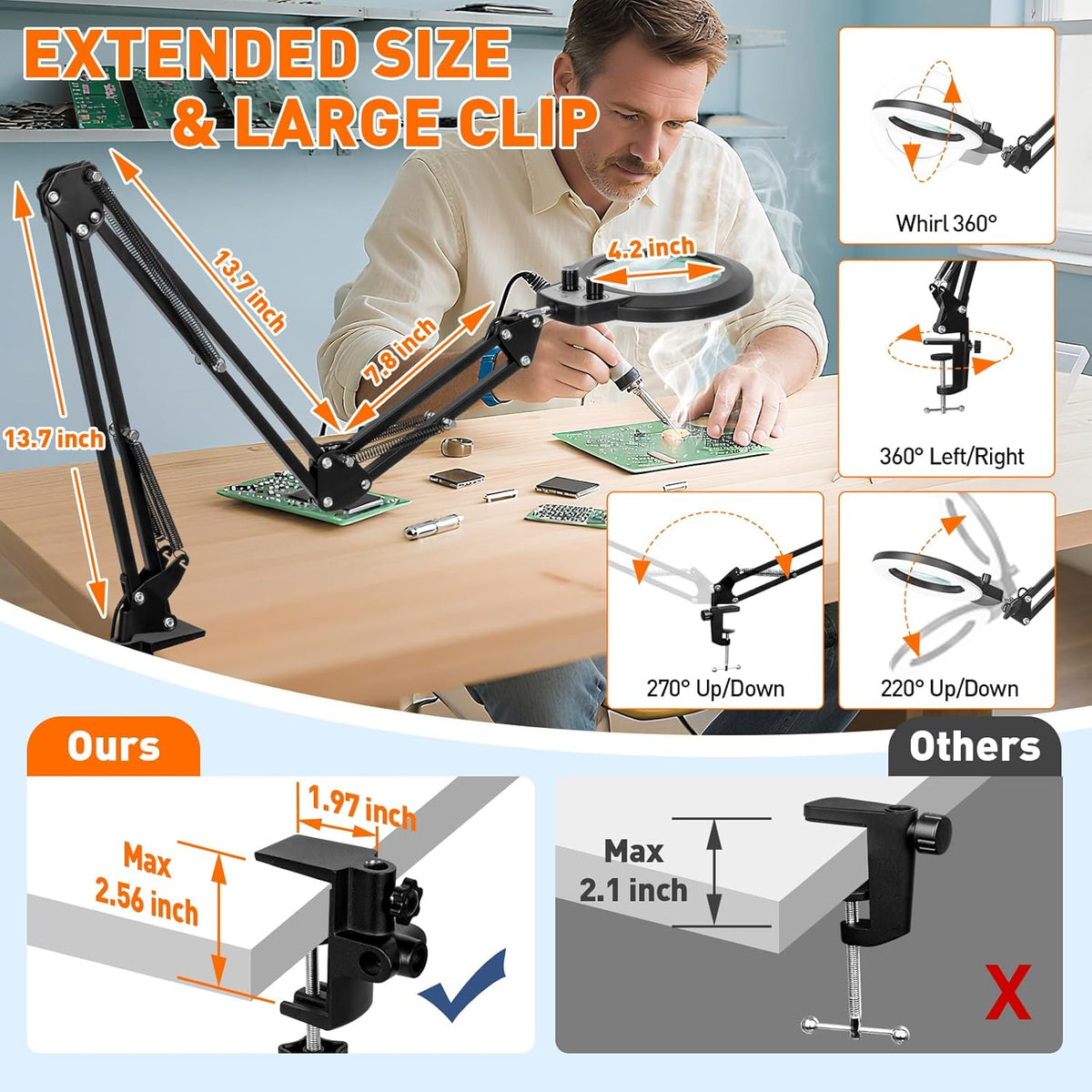 12X Magnifying Glass with Light and Stand