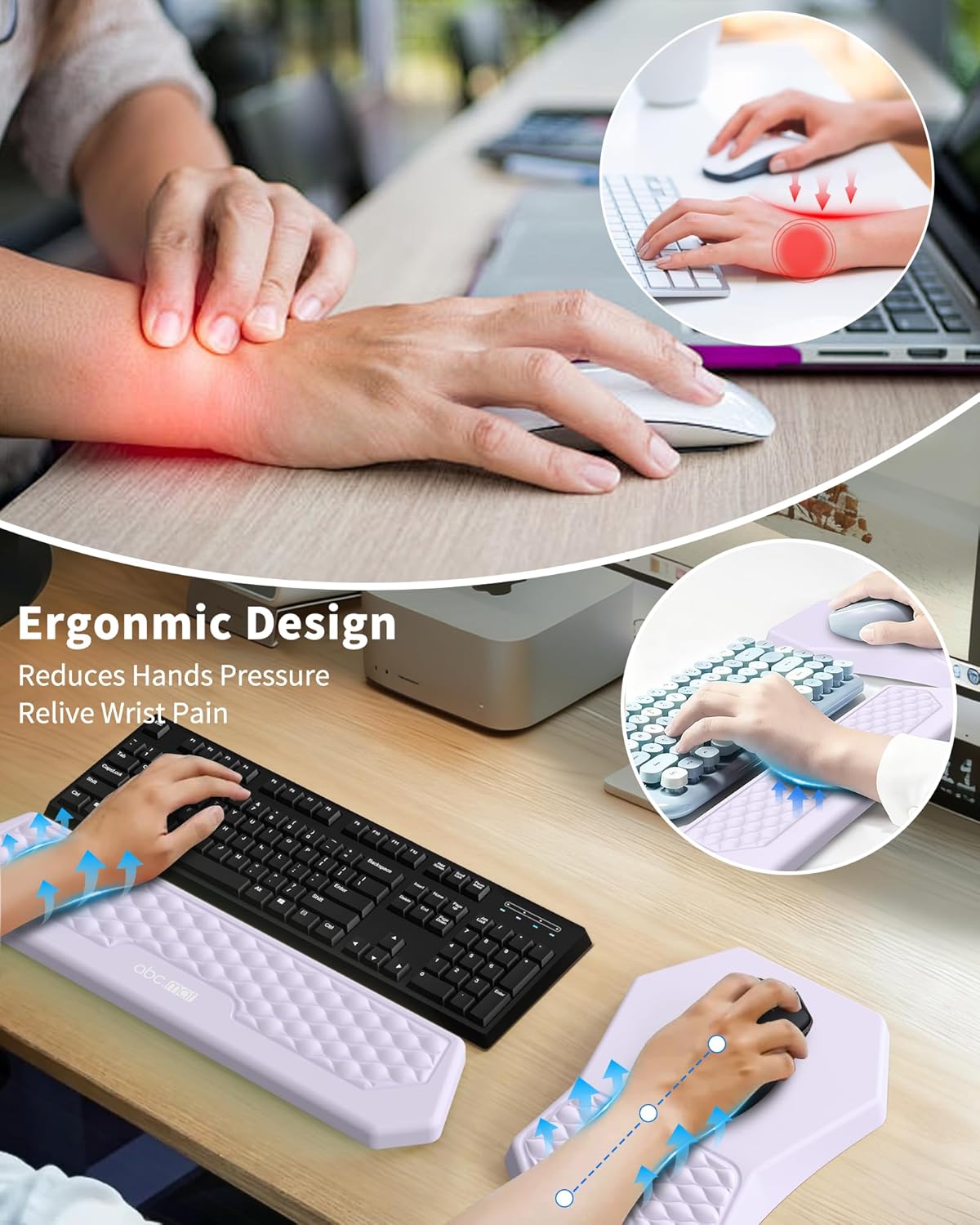 Ergonomic Mouse Pad and Keyboard Wrist Rest Support Set