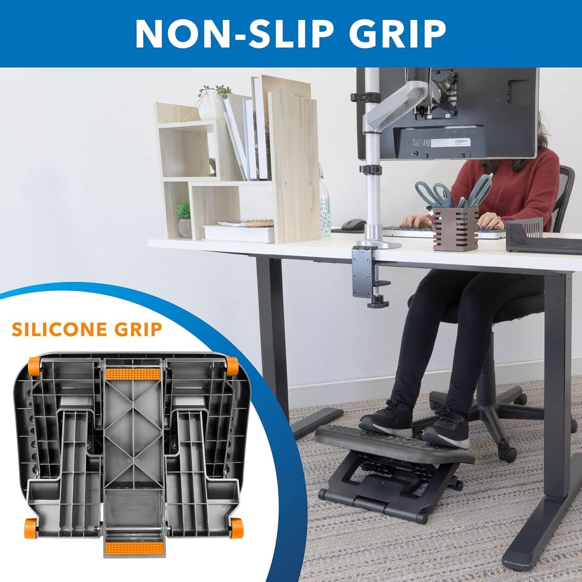 Ergonomic Under Desk Footrest with Massage Rollers