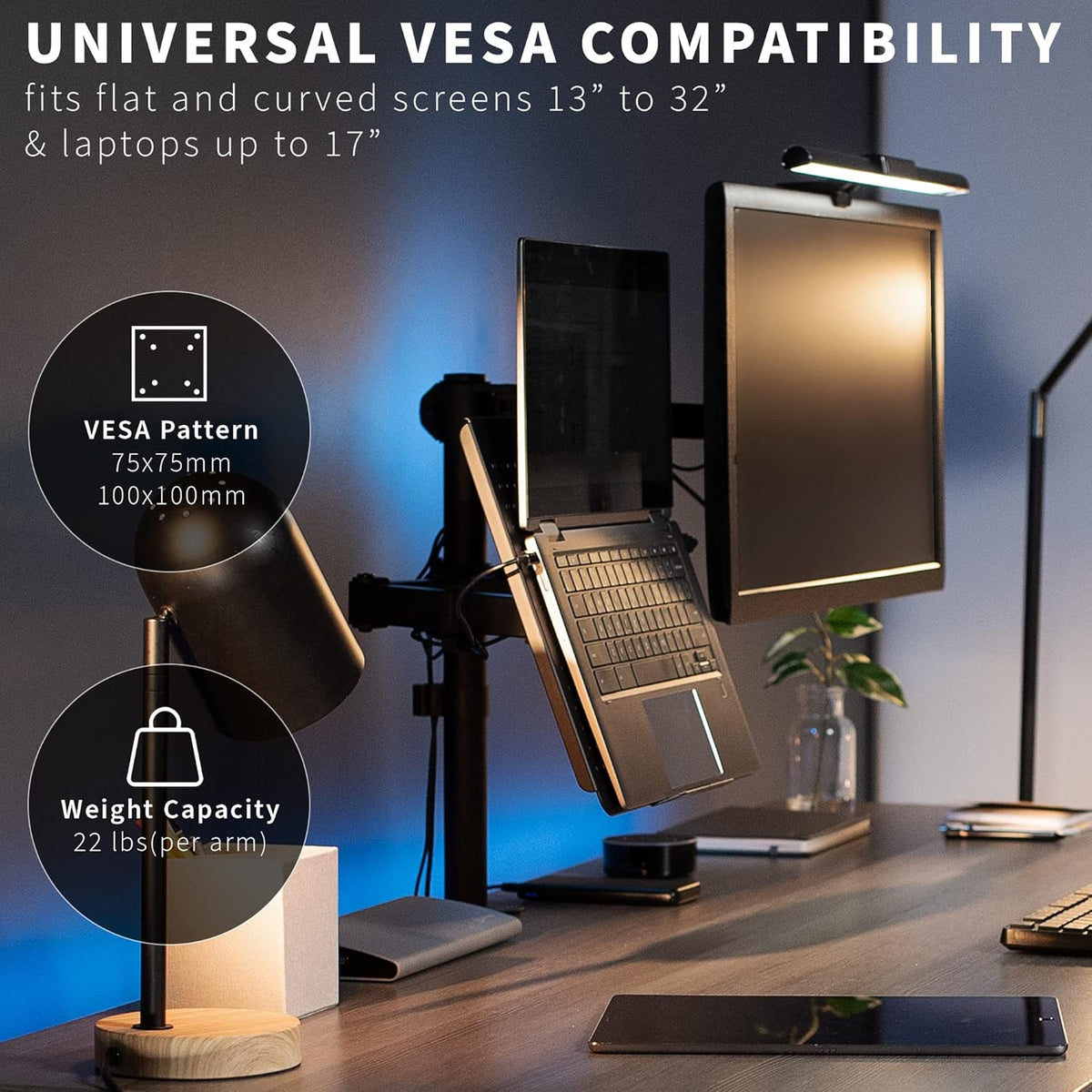 Black Fully Adjustable 13 to 32 inch Single Computer Monitor