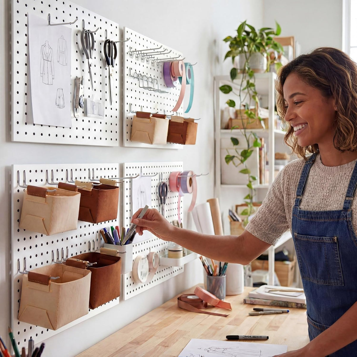 Peg Board, Metal PegBoard Organizer with Accessories