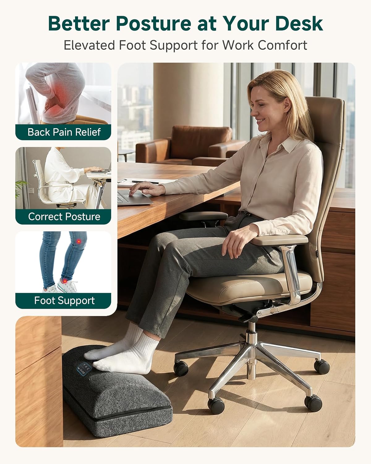 Footrest Massager with Adjustable Vibrating Heat