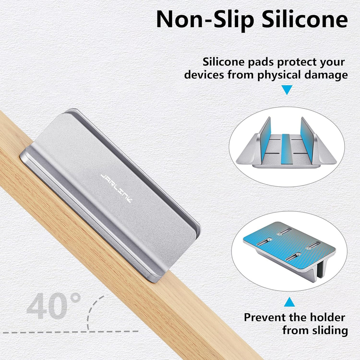 Vertical Laptop Stand, Silver, 17.3 inches