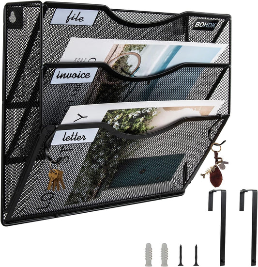 Wall File Organizer, 3 Tire Hanging File Folder Mail Organizer