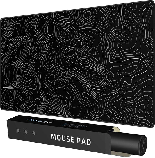 Extra Large Gaming Mouse Pad with Black Topographic