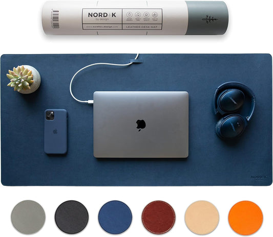 Nordik Leather Desk Mat Cable Organizer, 35 x 17