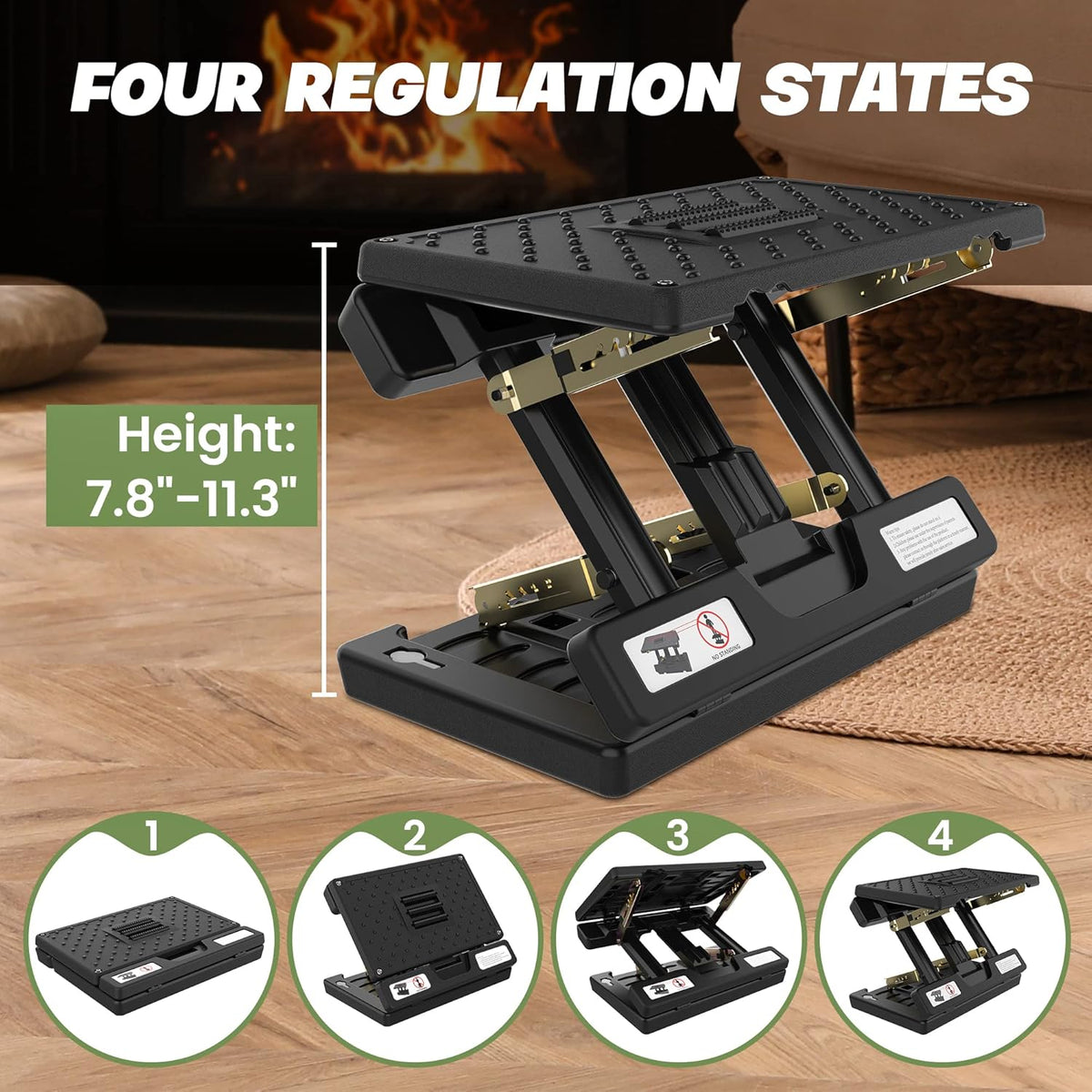 Foot Rest for Under Desk at Work,Height Adjustable footrest,with Massage Roller and Soft Pad,Foldable,Ergonomic,for Car,Office,Computer,Gaming,Adjustable Metal Frame,All-Season Use(Grey)