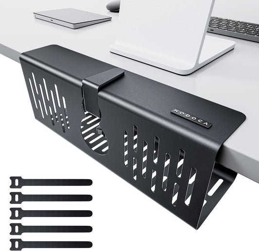 No Drill Under Desk Cable Management Tray, Black