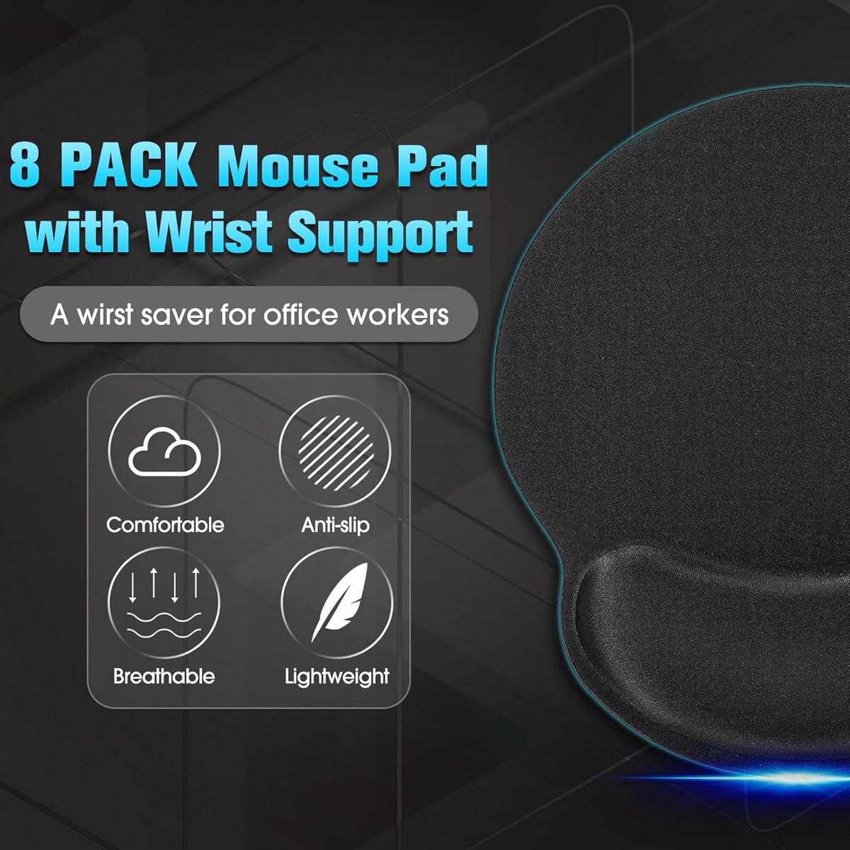 Ergonomic Mouse Pad with Wrist Rest Support Gel Memory Foam
