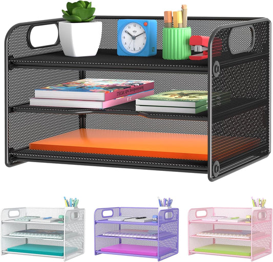 3 Tier Letter Tray Paper Organizer with Handle