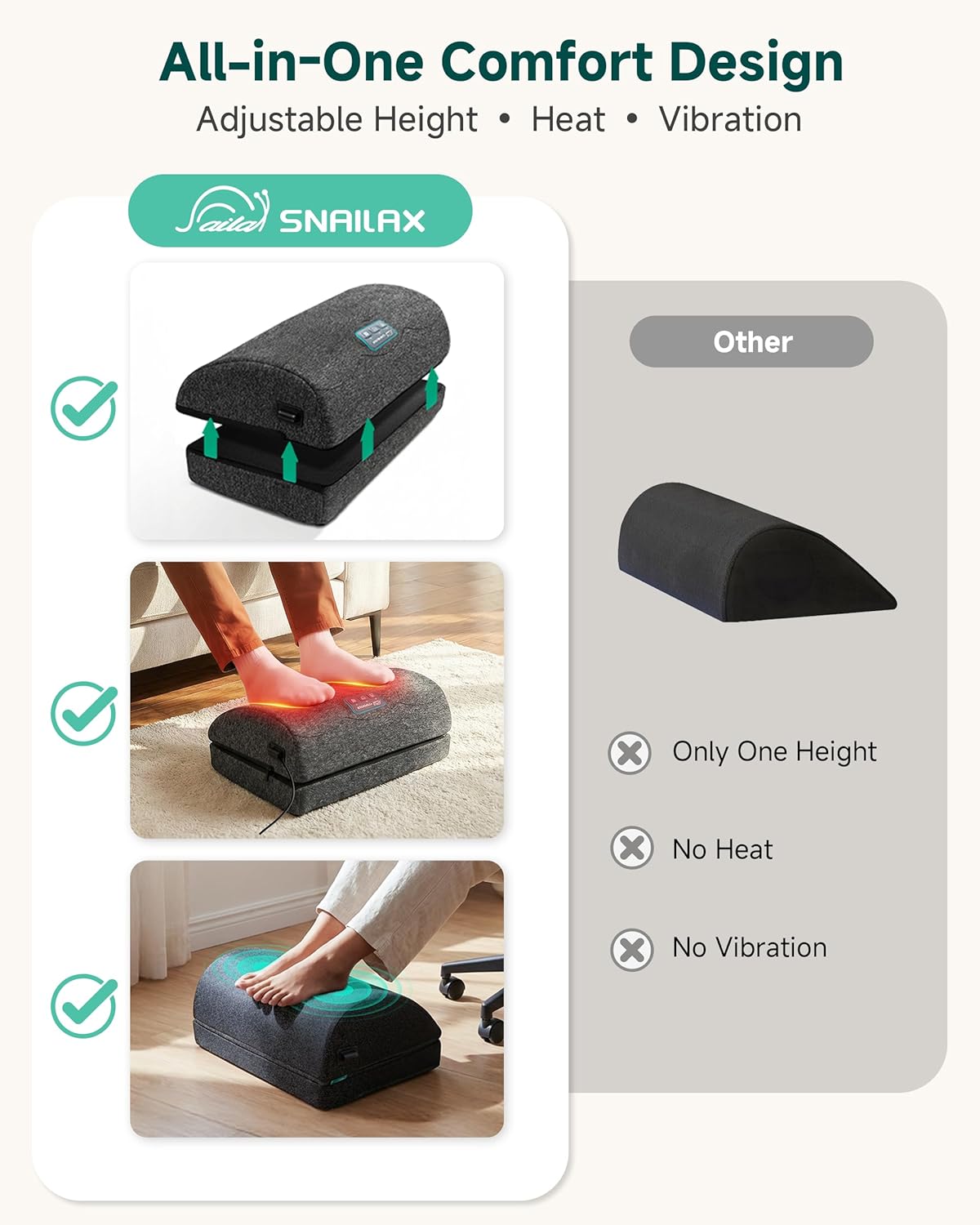 Footrest Massager with Adjustable Vibrating Heat