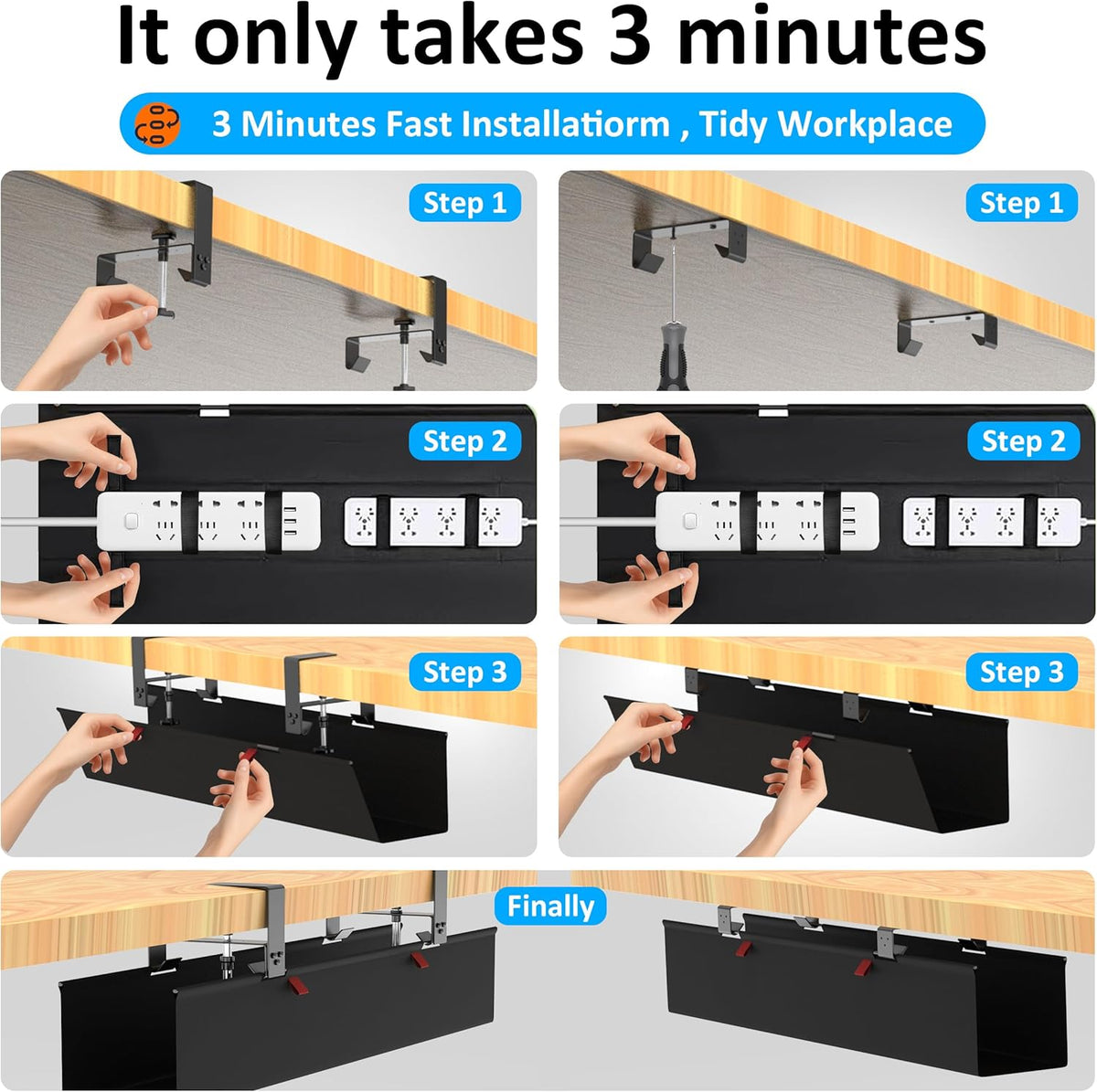 Under Desk Cable Management Tray, 35.8×5.6