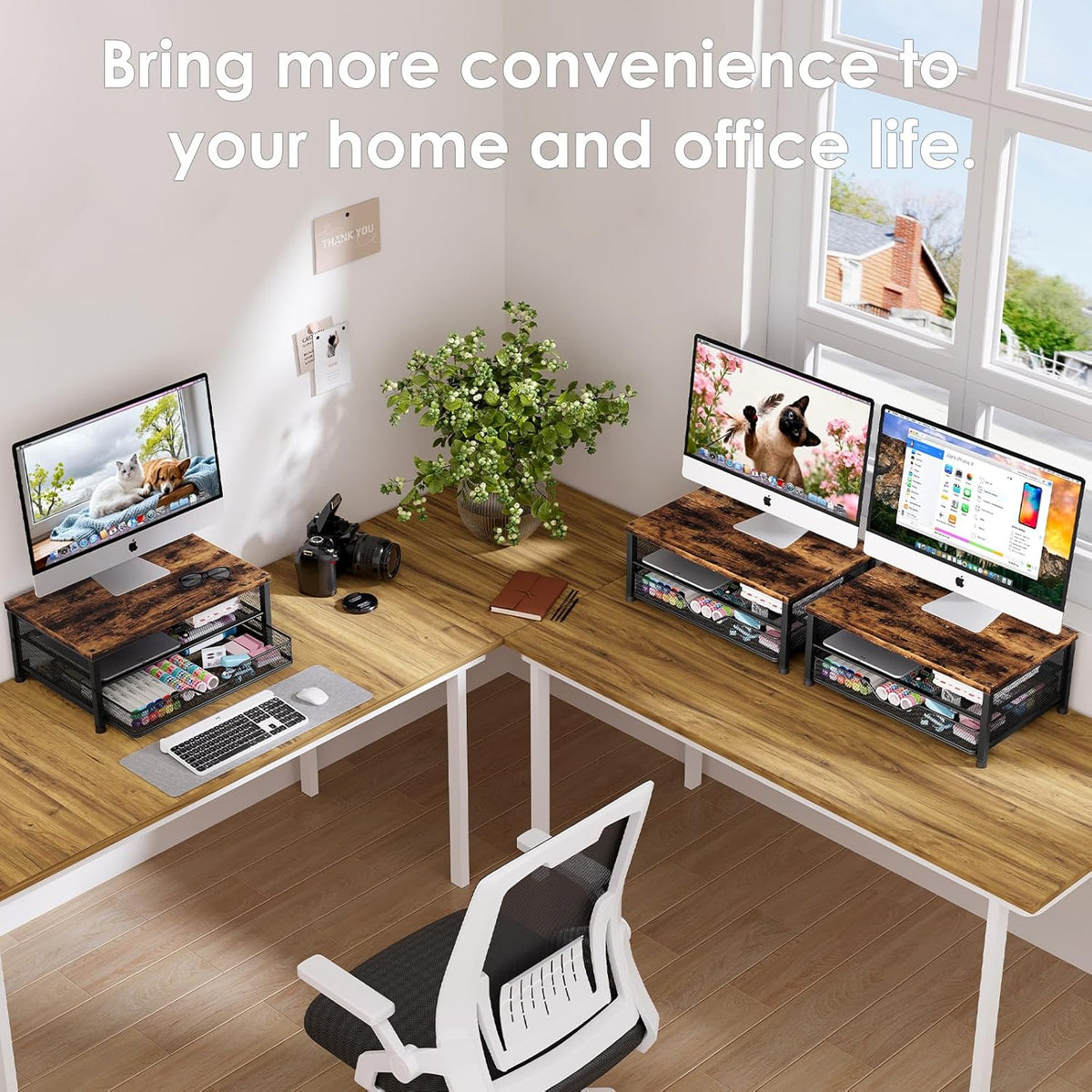 Computer Monitor Stand Riser, Brown