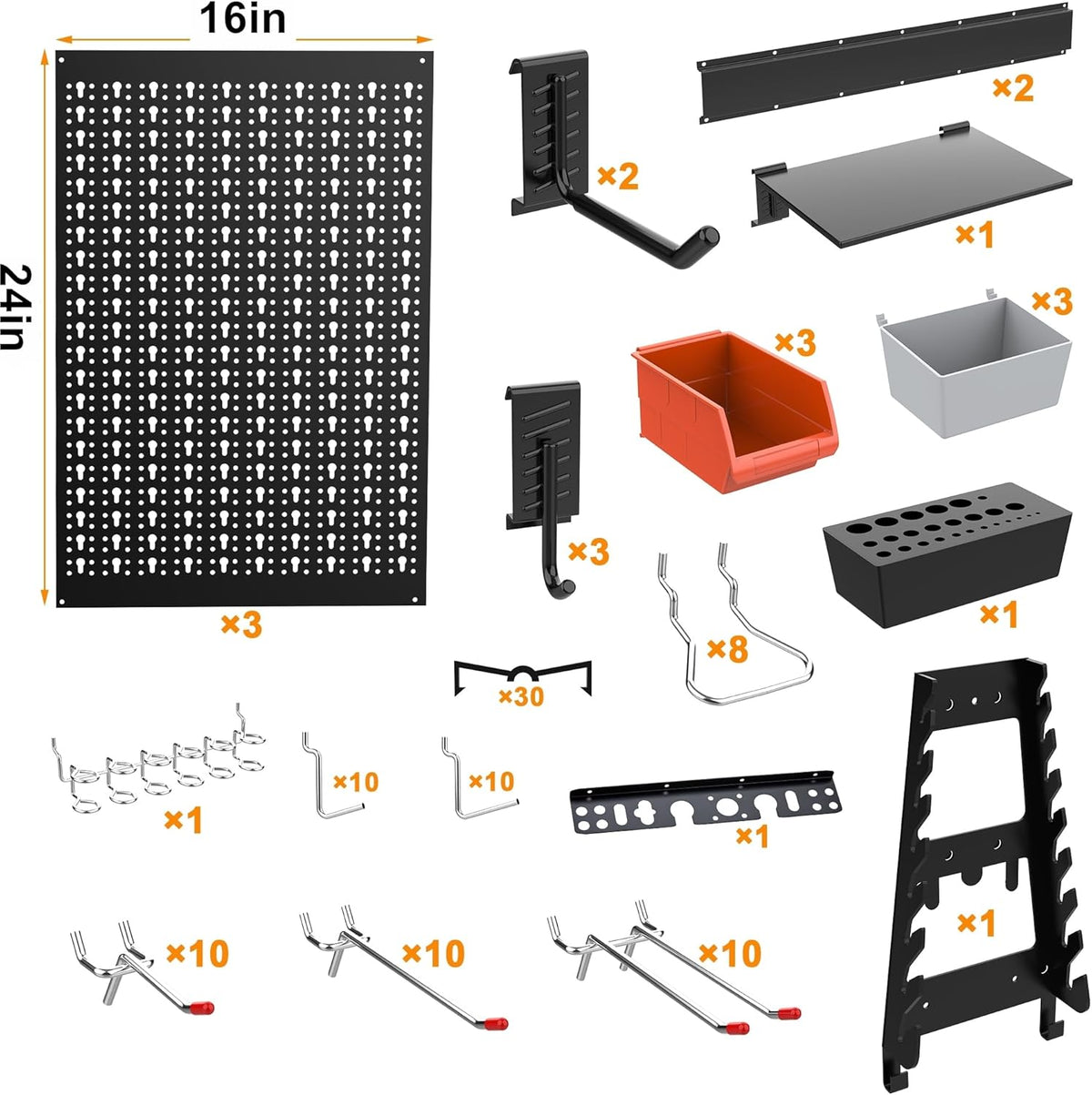 Metal Pegboard Wall Organizer System