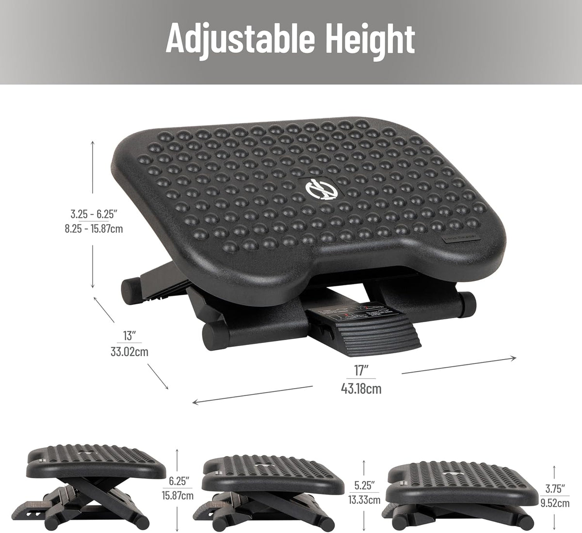 Foot Rest, Under Desk at Work, Black, Plastic