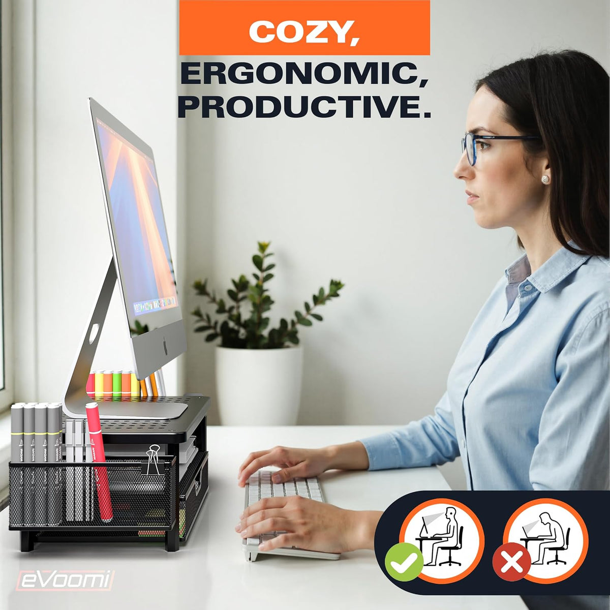 FlowMax Ergonomic Desk organizer Computer Monitor Stand -Improved XL