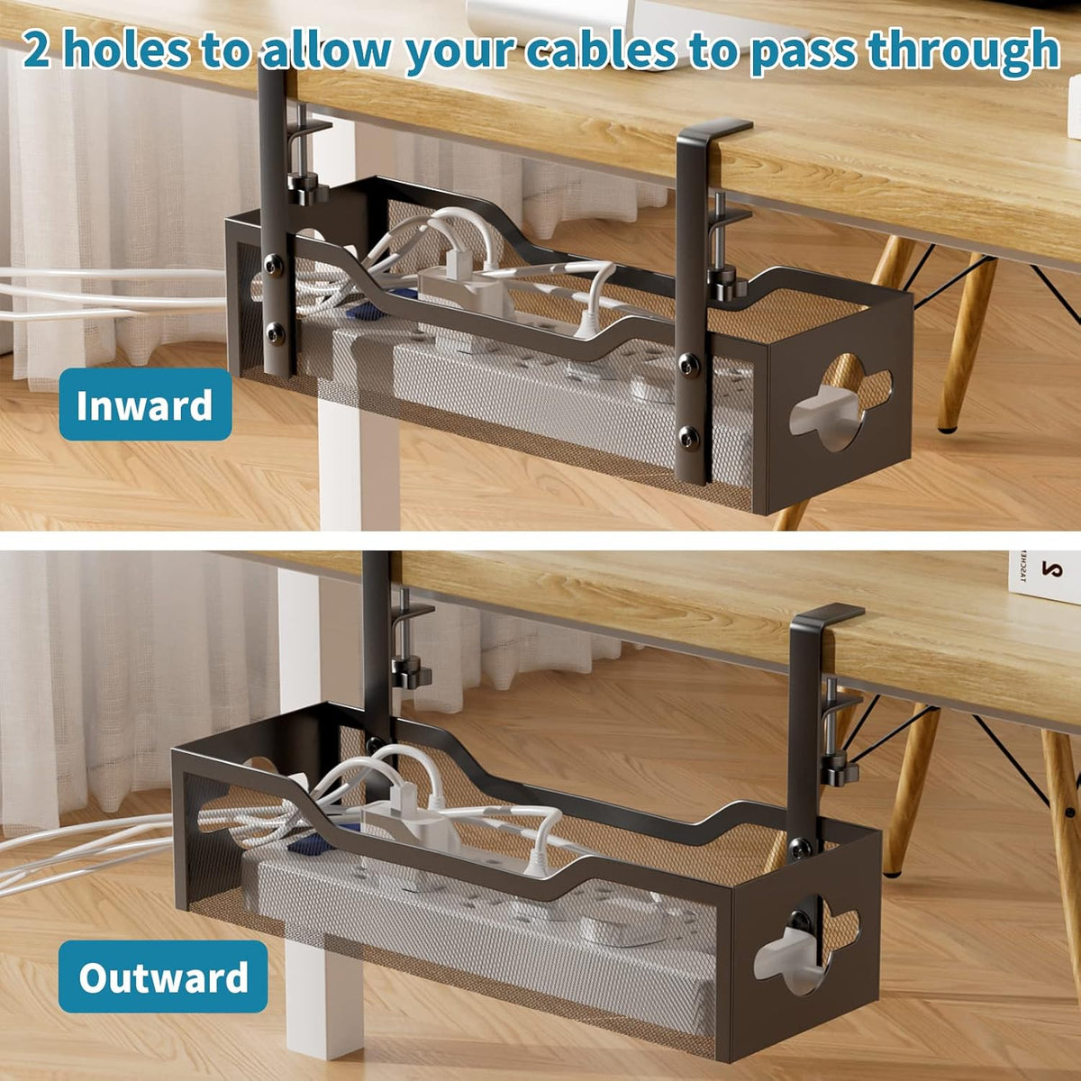 Under Desk Cable Management Tray No Drill