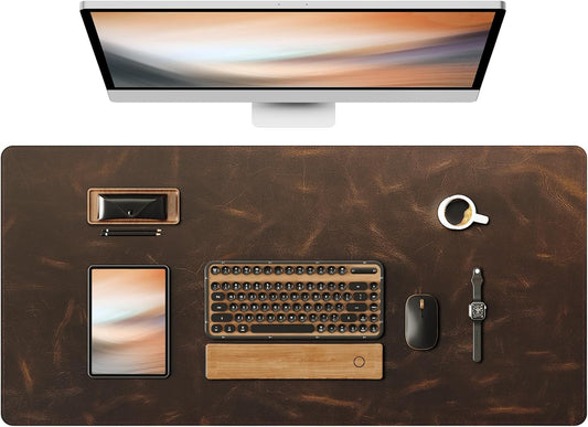 Leather Desk Mat, 35.4"x17"Real Leather Desk Pad