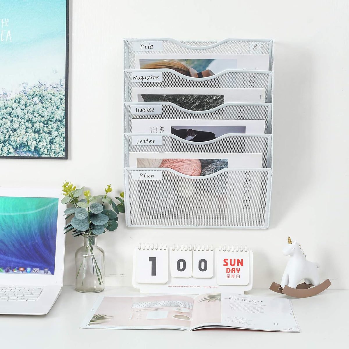 Hanging Wall File Holder Mail Organizer Wall Mount Document Letter