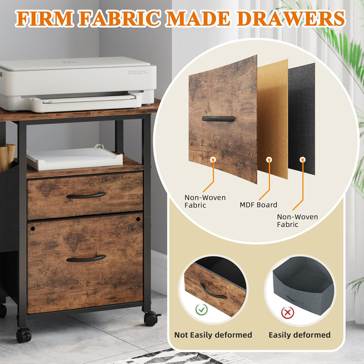 2 Drawer File Cabinet with 24'' Extended Desktop