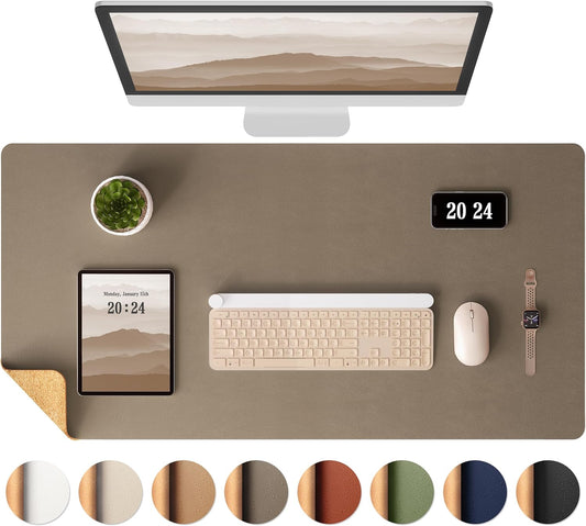Dual-Sided Desk Pad, Leather Desk Mat