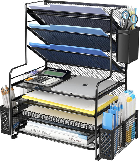 7 Tier Desk File Organizer, Black