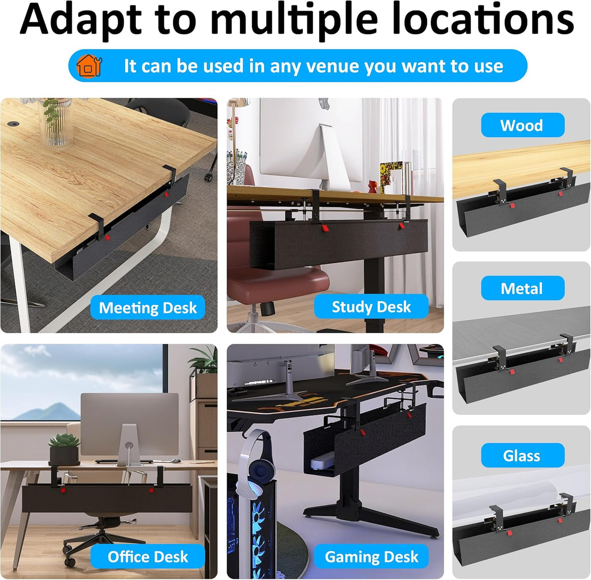 Under Desk Cable Management Tray, 35.8×5.6