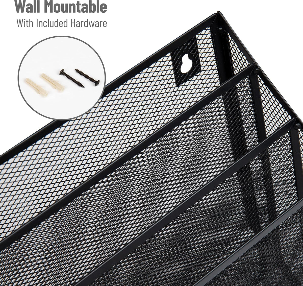 Vertical File Storage, Desktop Organizer, Black, Mesh