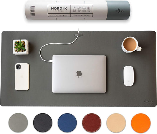 Nordik Leather Desk Mat Cable Organizer, 35 X 17, 35 X 17 inch