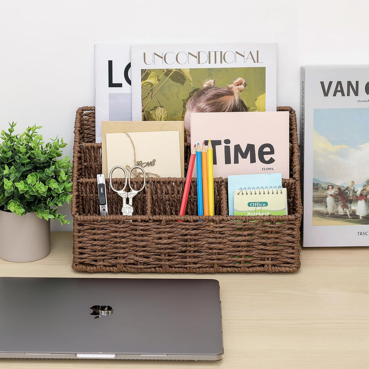 Rattan Desk Organizer, Tabletop Mail Holder